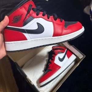 Refurbished Air Jordan Mid Chicago 1s. Size 6Y